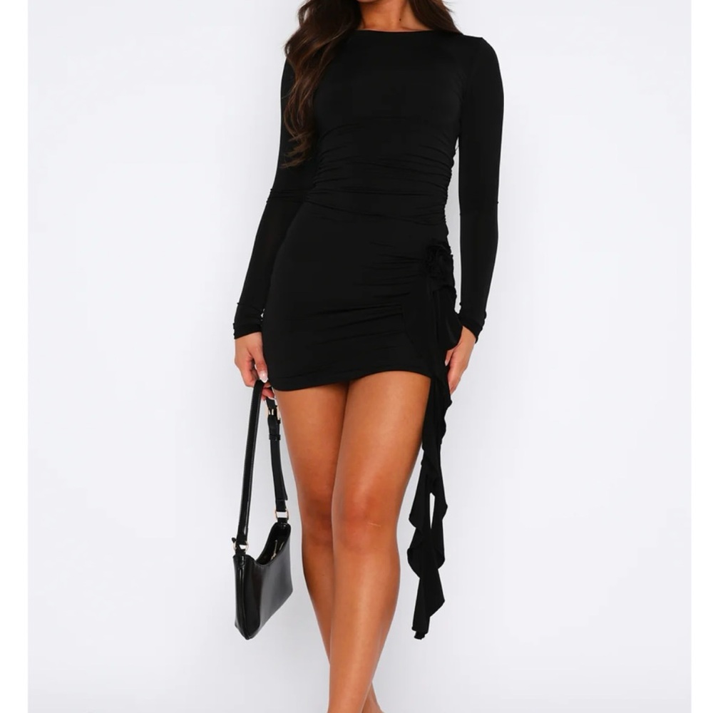 White Fox Boutique Just A Little Long Sleeve Dress Black